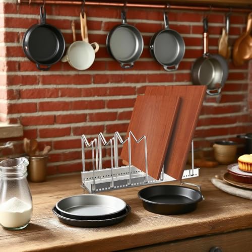Soporte para tabla de cortar en acero inoxidable con diseño robusto de 7 ranuras 5