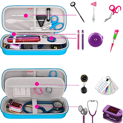 Image of BOVKE Stethoscope Case for 3M Littmann Classic III Monitoring /Lightweight II S.E /Cardiology IV Diagnostic /MDF Acoustica Stethoscopes, Mesh Pocket for Doctor & Nurse Accessories, Turquoise