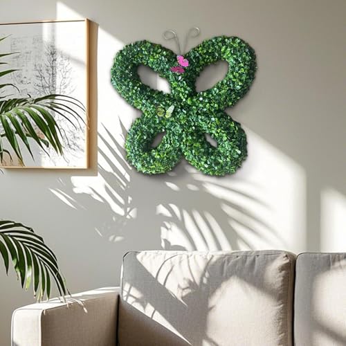 Couronne de porte verte en forme de papillon fait main Teksome - 7