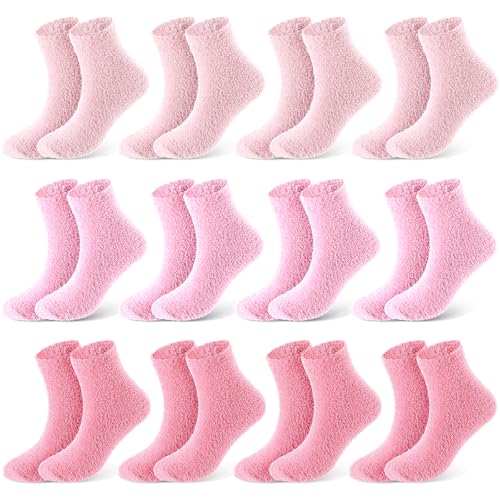 Image of Foaincore 12 Pairs Fuzzy Socks Bulk for Women Cozy Fluffy Slipper Socks Warm Soft Sleeping Gifts for Home