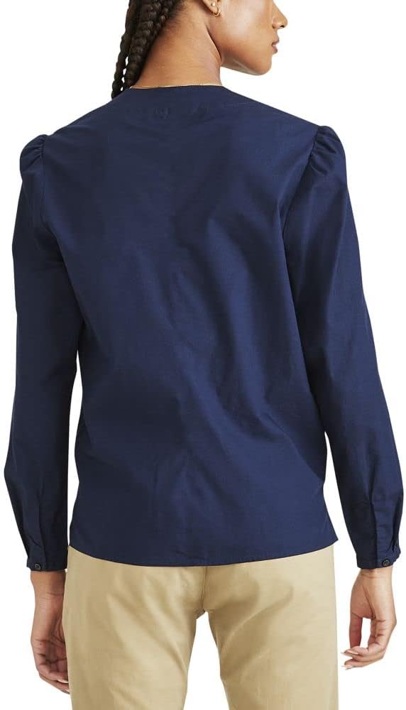 Dockers Womens Classic Fit Long Sleeve V-Neck Shirt - Image 2