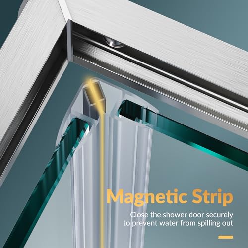 ELEGANT Corner Shower Enclosure For Bathroom 36 in.D x 36 in. W x 72 in. H, Double Sliding Shower Door with 1/4 in. Clear Glass, Brushed Nickel (Shower Base Not Included) - Thumbnail 6