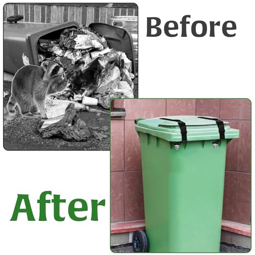 Image of 2Pcs Trash Can Lid Lock, Proof Trash Can Lock, , Adjustable Trash Can Lock Rash Can Lock Belt with With Screw Tool and 6 Washers, Garbage Can Locks Trash Can Locks for Animals Raccoons Squirrels