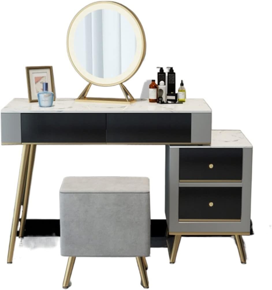 Multifunctional Home Dressing Table, Solid Wood Table and Chairs, Storage Cabinet for Bedroom