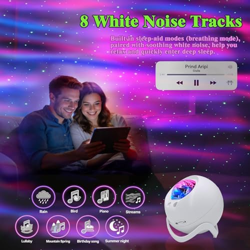 Image of Star Projector Galaxy Projector for Bedroom, White Noise Bluetooth Speaker Northern Lights Projector, Suitable Gaming, Home Theater, Adult, Christmas Mood Night Light