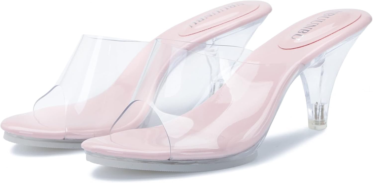 NBUUNBU Silver Clear Heels For Women Dress Shoes Transparent Strap Sexy Stilletos Heels Open Toe High Silver Heeled Sandals Pump Mules - Image 6