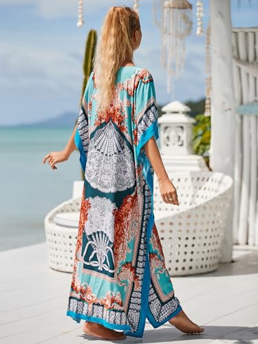 Image of Kaftan Dresses for Women Plus Size Bathing Suit Cover up Caftan Maxi Beach Dresses