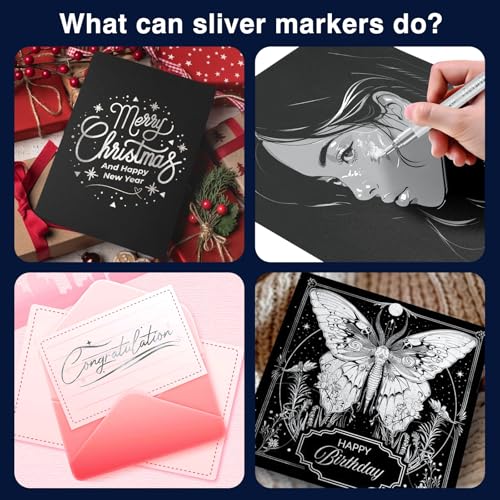 Image of SFAIH Silver Paint Markers Pens -4 Pack 0.7MM Fine Tip Acrylic Markers for Rock Painting, Wood, Metal, Fabric, Plastic, Canvas, Glass, Ceramic, Diy Crafts, Drawing, Tire