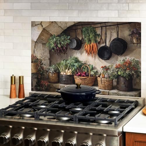 Image of Rustic Vegetable Kitchen Backsplash Peel and Stick, 35.4x23.6 in