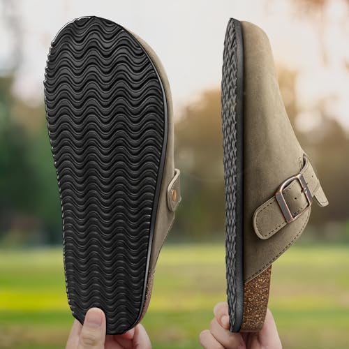KEMISANT Men Clogs-Comfortable Suede Mules Slippers Sandals Nurse Potato Shoes Unisex-Cushioned Cork-Footbed4