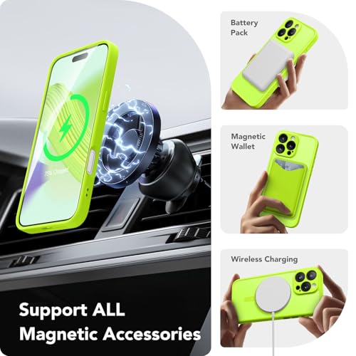 Coque magnétique iPhone 16 Pro Max CAPRARO verte fluo avec protection complète caméra