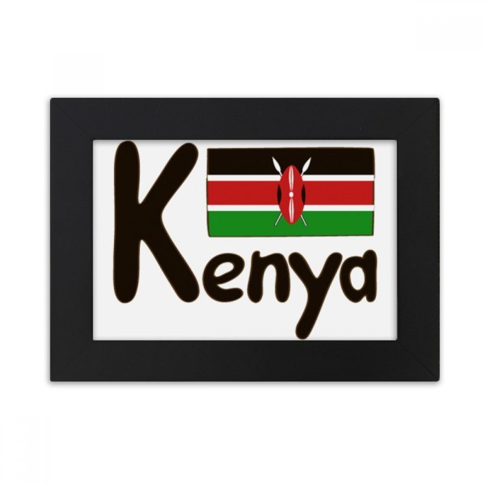 Cadre photo noir Kenya avec motif drapeau national de bureau 5x7 pouces multicolore pour image