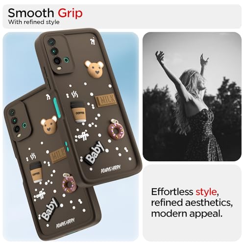 Image of Pikkme Back Cover for Redmi 9 Power /Poco M3 | Cute Fun Cartoon 3D Bear Silicone Full Body Protection Bumper Cover (Brown)