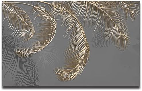 Cliouar Grey Palm Leaf Wallpaper 155" x 103" (7 Panels, Non-Pasted, 3D Effect Silk Cloth, High-Definition Printing) for Bedroom & Living Room - 2