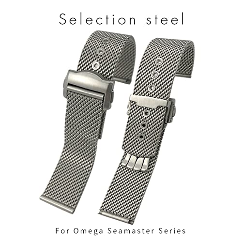 316L Stainless Steel Watchbands 20mm Watch Band for 007 300 Siver Metal Woven Watch Strap4