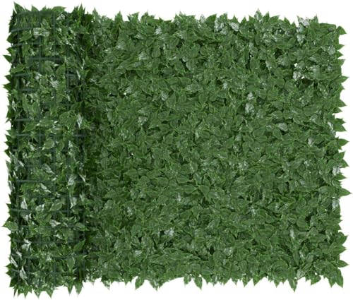 Bricozone Siepe Finta Artificiale Rotolo Rete Frangivento Ornamentale Con Foglia Edera Lauro Osmantus Sintetica Anticaduta Per Ringhiera Terrazzo Balcone Giardino (1.5 x 12 metri)