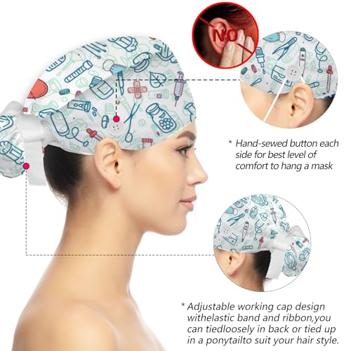 Gorro quirúrgico ajustable para mujer talla única miniatura 3
