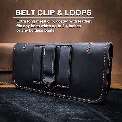 Tarbicgear Galaxy Z Fold 4 Phone Holster With Belt Clip, Dual Phone Pouch For Samsung Galaxy Ultra S23, Iphone 14 Pro Max, Magnetic Phone Carrying Case For Folded Phones, Dual Screen Phone, Brown #TOP2