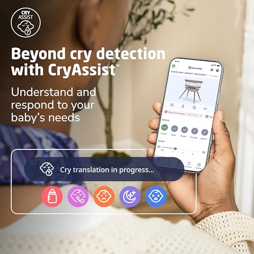 Maxi-Cosi Starling Smart Bassinet, CryAssist AI Cry Translation, 5 Rocking Motions, Cozy Mattress Pad, Machine-Washable Cover, Built-in Bluetooth Speaker, Heritage, Baby Bassinet Rocking - image 2