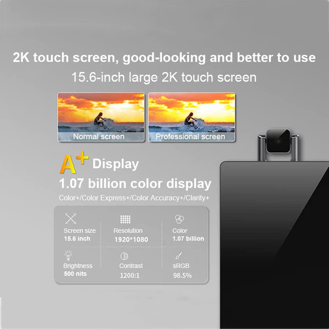 Attrezzatura per lo streaming live di trasmissione live intelligente da 15,6 pollici, macchina per cabina fotografica, tocco verticale interattivo, touch screen con display LCD, per giochi, studio fot