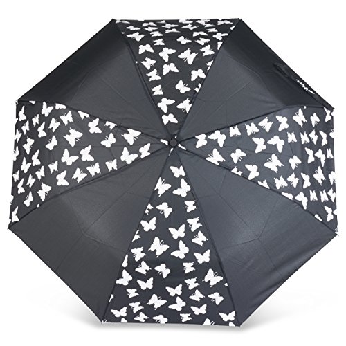 Vera Umbrella Auto Open Water Activated Color Changing (Black Butterflies) #TOP2