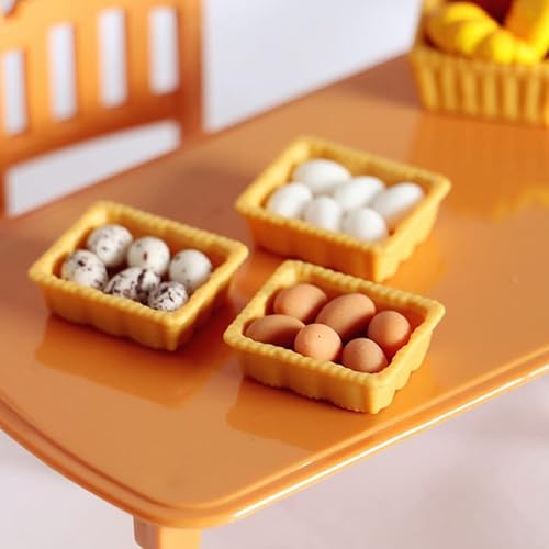Miniatura 8 de Zerodeko 1 huevos de casa de muñecas a escala 12, 3 juegos de mini huevos en miniatura para casa de muñecas con bandeja, accesorios de cocina,