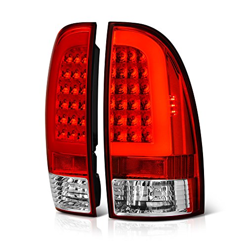 VIPMOTOZ Neon Tube LED Tail Light Lamp Assembly For 2005-2015 Toyota Tacoma - Rosso Red Lens, Driver and Passenger Side