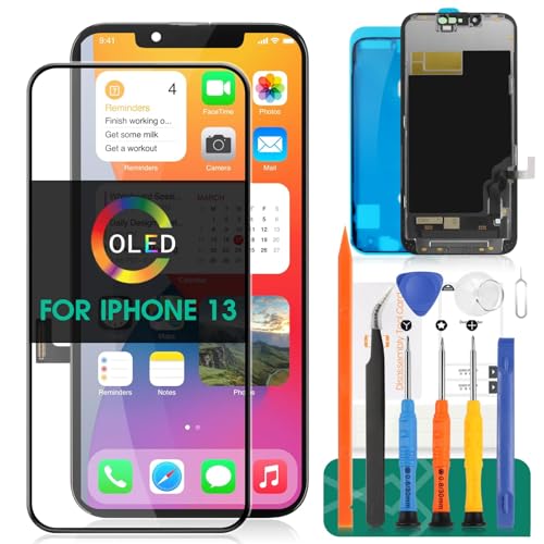 OLED for iPhone 13 LCD Repair Parts for iPhone 13 Screen Replacement A2482 for iPhone 13 Digitizer Display Touch Screen Assembly Replacement A2633 A2631