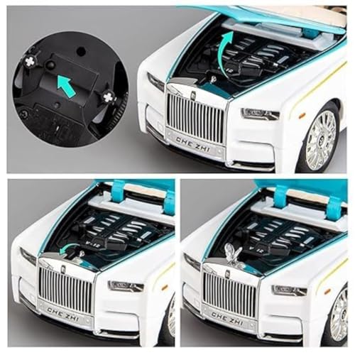 Image of Rolls Royce Phantom Model Car 1:32 Scale Exclusive Metal Car Pull Back Die-cast Car Toy car with Openable Doors & Light Music Boys Toys for Kids (Rolls Royce Blue 1:32)