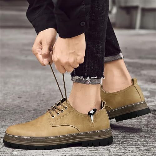 FMURY Leather Casual Shoes Men's Lace Up Oxford Shoes Office Men's Dress Shoes Sneakers(9 Code) - Image 6