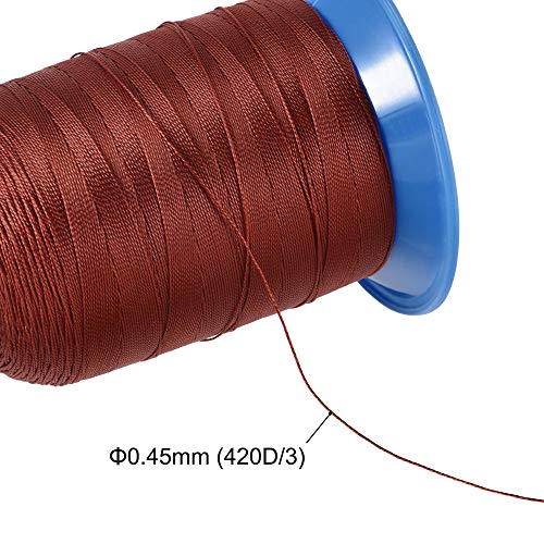 uxcell Hilos de coser de poliéster bonded 610 yardas 420D/0.45 mm hilo extra fuerte para tapicería para coser a mano y máquina (Marrón oscuro, 2 piezas) miniatura 3
