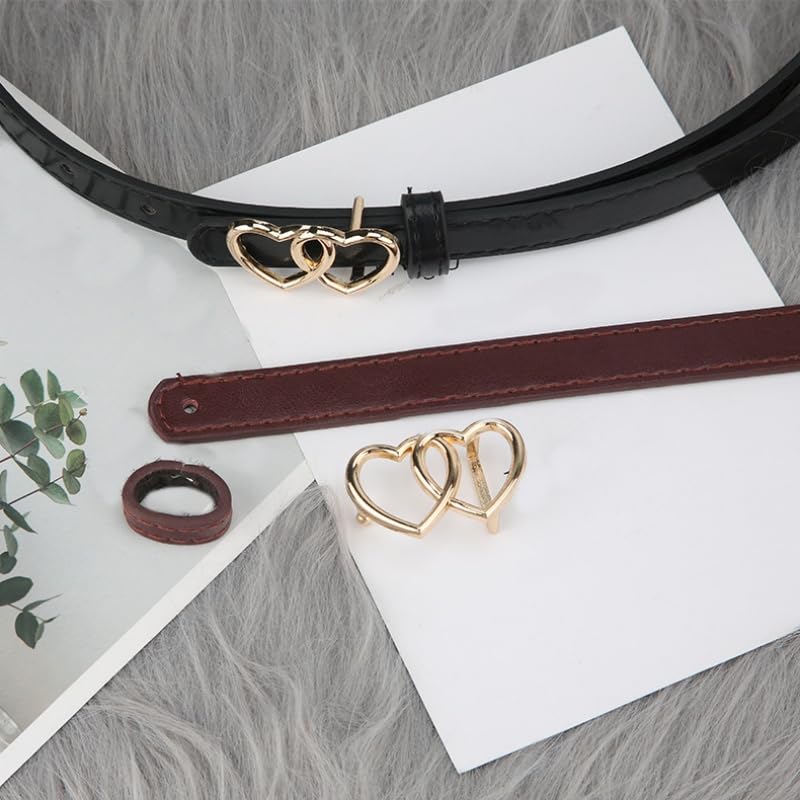 Double Sweet Heart Buckle Adjustable Waist Belt for Women Fashion Accessory Belts for Dresses and Jeans3