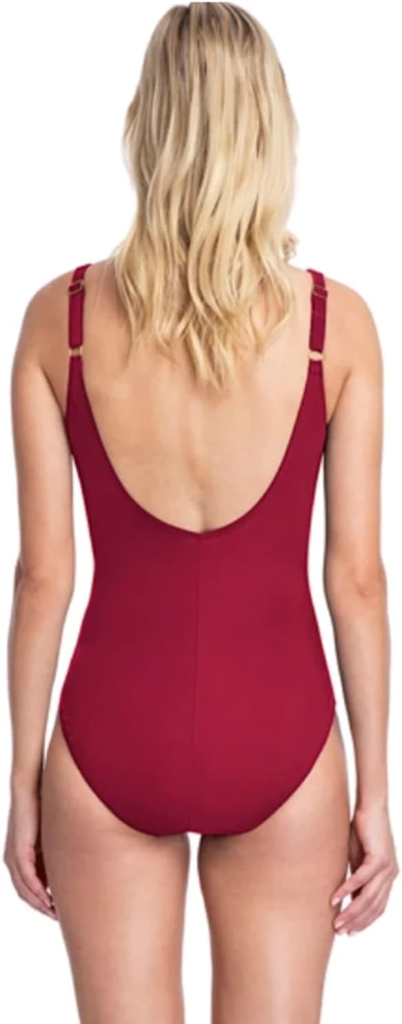 Gottex Women's Lattice Draped Panel Wrap Surplice One Piece Swimsuit - V-Neck, Soft Cups, Tummy Control - Image 5