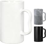 20 oz Grandes tasses à café en marbre, Coupes de thé en Tall avec Big M Poignée en marbre céramique 600ml Porcelaine en vrac surdimensionnée XL Bière Latte Cappuccino Cup Ensemble de 2 pour les hommes et les femmes Cadeaux,Grey