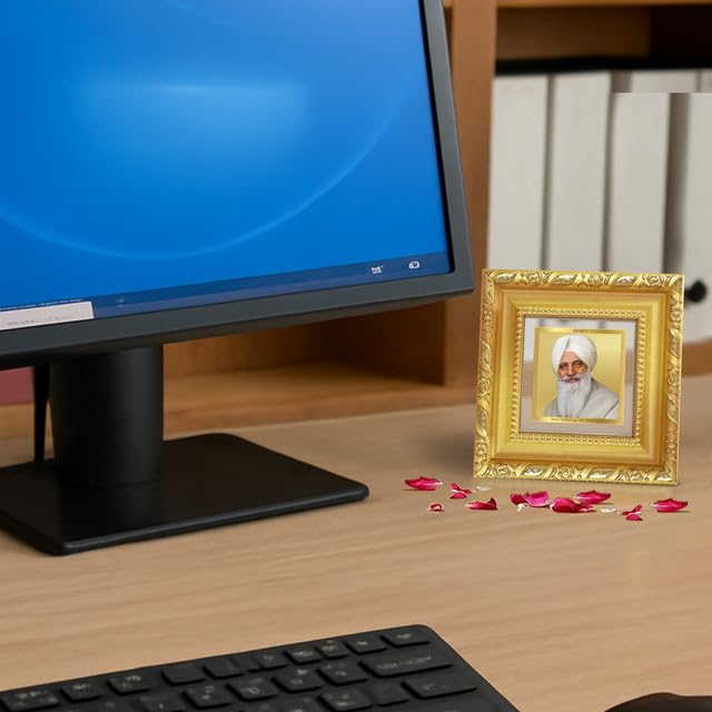 Image of DIVINITI Radha Soami 24K Gold Plated Foil Tabletop Photo Frame for Home Decor, Puja Room, Living Room, Office, Luxury Gifting | DG Frame 103 S1A (10x10 CM)