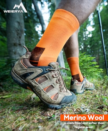 Mens Hiking Socks 3 Pairs Merino Wool, Cushion Hike Trek Micro Crew Socks With Moisture Wicking for Outdoor Sports4