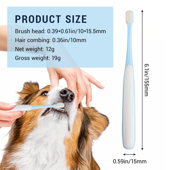 Image of Pet Toothbrush Set for Small Dogs and Cats, 4 Pack Micro Head with Soft Bristles