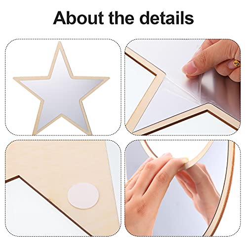 Jetec 5 Pieces Boho Moon Phase Mirror Wall Decor Acrylic Sun Moon Star Mirror Set Scandinavian Wooden Moon Star Phase Mirror Bohemian Wall Decoration For Home Living Room Decor, Not Real Mirror #TOP2