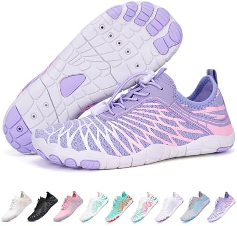 RUYI Unisex blotevoetenschoenen voor dames en heren, waterschoenen, sneldrogende badschoenen, zacht, licht, trailschoenen, fitnessschoenen met antislipzool en brede teenbox, A09 Roze, 39 EU