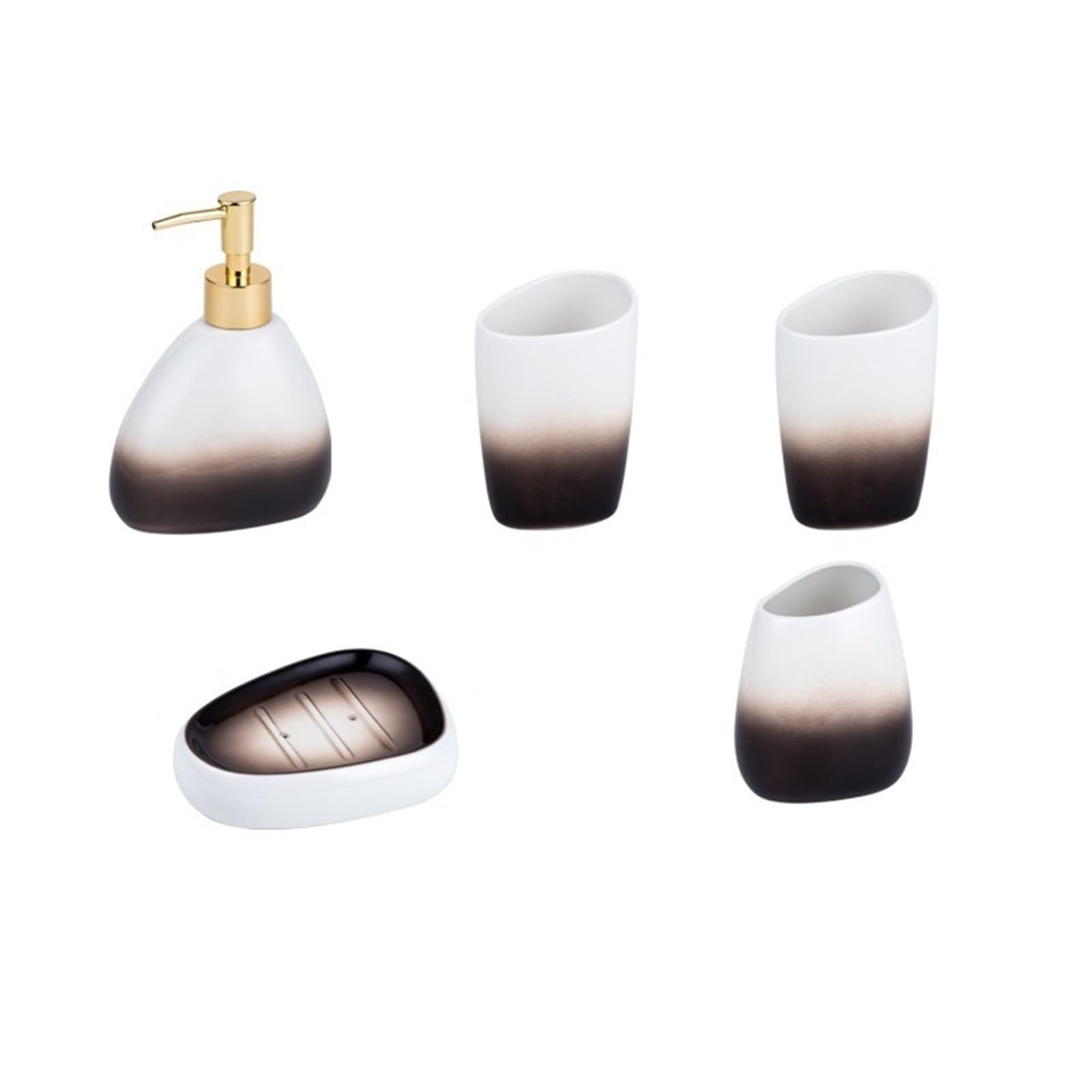 Cyairong-22 Bruin Soap Dispenser Bathroom Toiletries Set 5 Pcs Include: Lotion Soap Dispenser, Mouthwash Cups, Toothbrush Holder And Dish(Bruin)