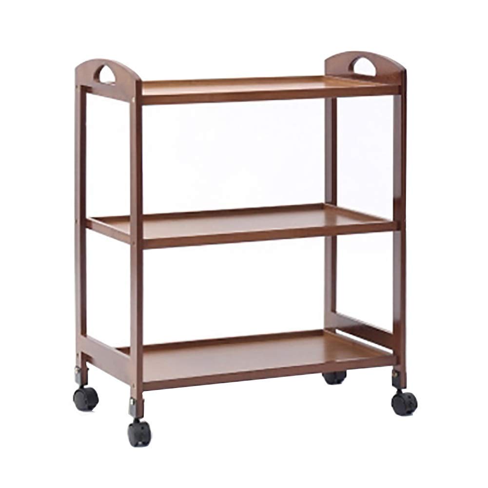 Carro de Servicio de Madera de 3 Niveles con Rueda de Freno, Carro de Catering para hoteles, Estante de Almacenamiento y Equipo, Carro rodante de Madera marrón para galerías y serv