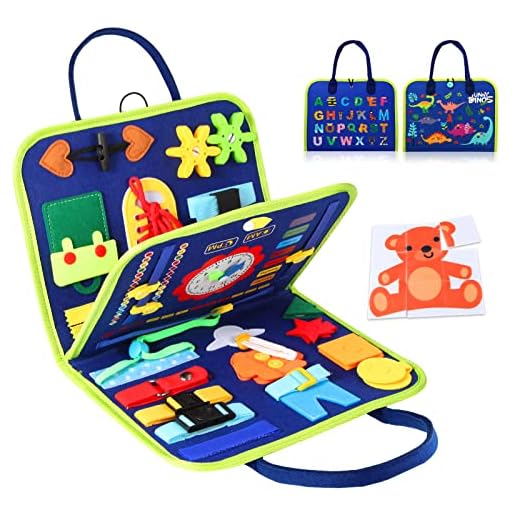 Hooku Busy Board for 1 Year Old, Montessori Toys for 2 Year Old, Baby Sensory Toys for Toddlers 1-3, Fine Motor Toys, Toddler Travel Toys, Toddler Learning Activities,Birthday Gifts for Baby Boy Girl