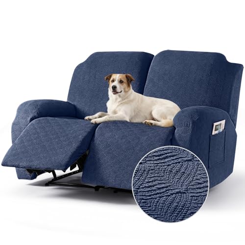 Image of Timeles Recliner Covers Extra Wide Recliner Loveseat Covers Oversized Reclining Couch Covers Sofa Slipcovers Stretch Soft Washable (Two-Seater Oversized, Navy Blue)