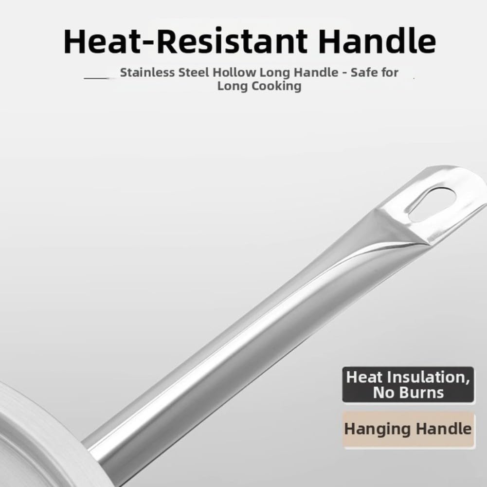 Yhenlovtt Pentola in acciaio inox con base composita ispessita, pentola per latte e zuppa per fornelli a gas elettrici a induzione, manico ergonomico