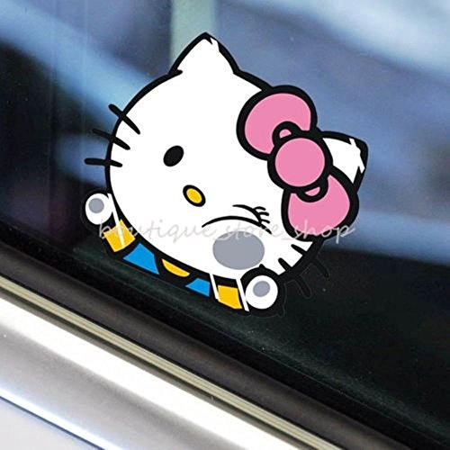 ハロー キティ HELLO KITTY 顔潰れ 車 窓 ウィンドウ デカール カー ステッカー (並行輸入品) (Sサイズ 14×13cm)