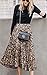 Womens Skirt Leopard Print Midi Long Shirring Skirts High Waisted A Line Skirtss Yellow S