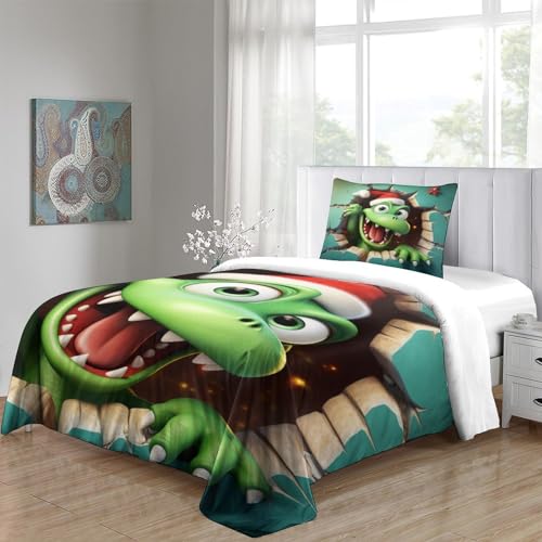 Housse de couette dinosaure microfibre lit simple parure de lit - 5