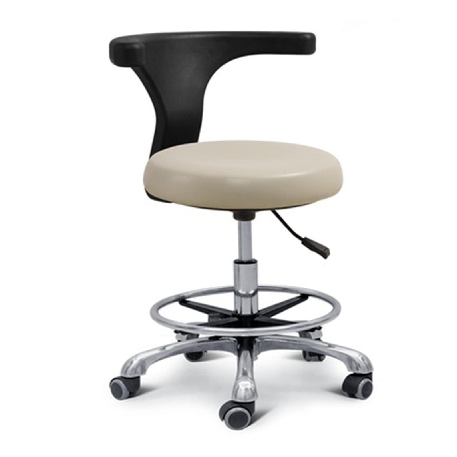 Sedia da dentista, sgabello medico, sgabello per assistente odontoiatrico, rotazione a 360°, in pelle PU, sgabello da salone, altezza regolabile (A2)