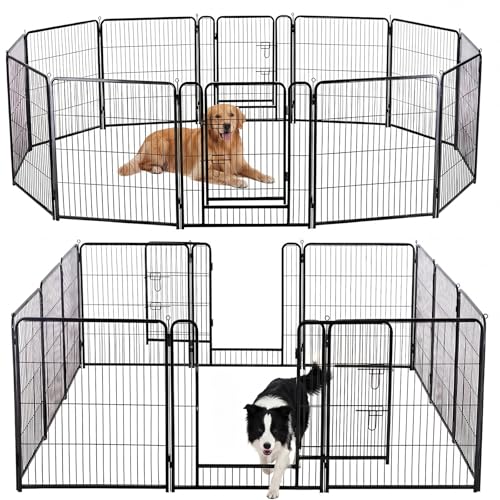 Image of DUMOS Dog Playpen 32 Inch 12 Panels Indoor Outdoor Metal Pet Fence
