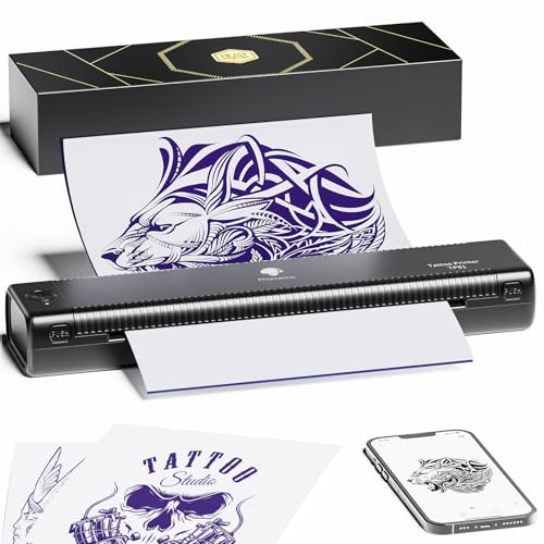 Phomemo TP81 Termocopiadora Tattoo, Impresora Termica Tattoo, Impresora Térmica de Tatuajes con 10 Hojas de Papel Térmico para Tatuajes Copiadora Tattoo Transfer,Compatible con Tablet PC, Smartphone